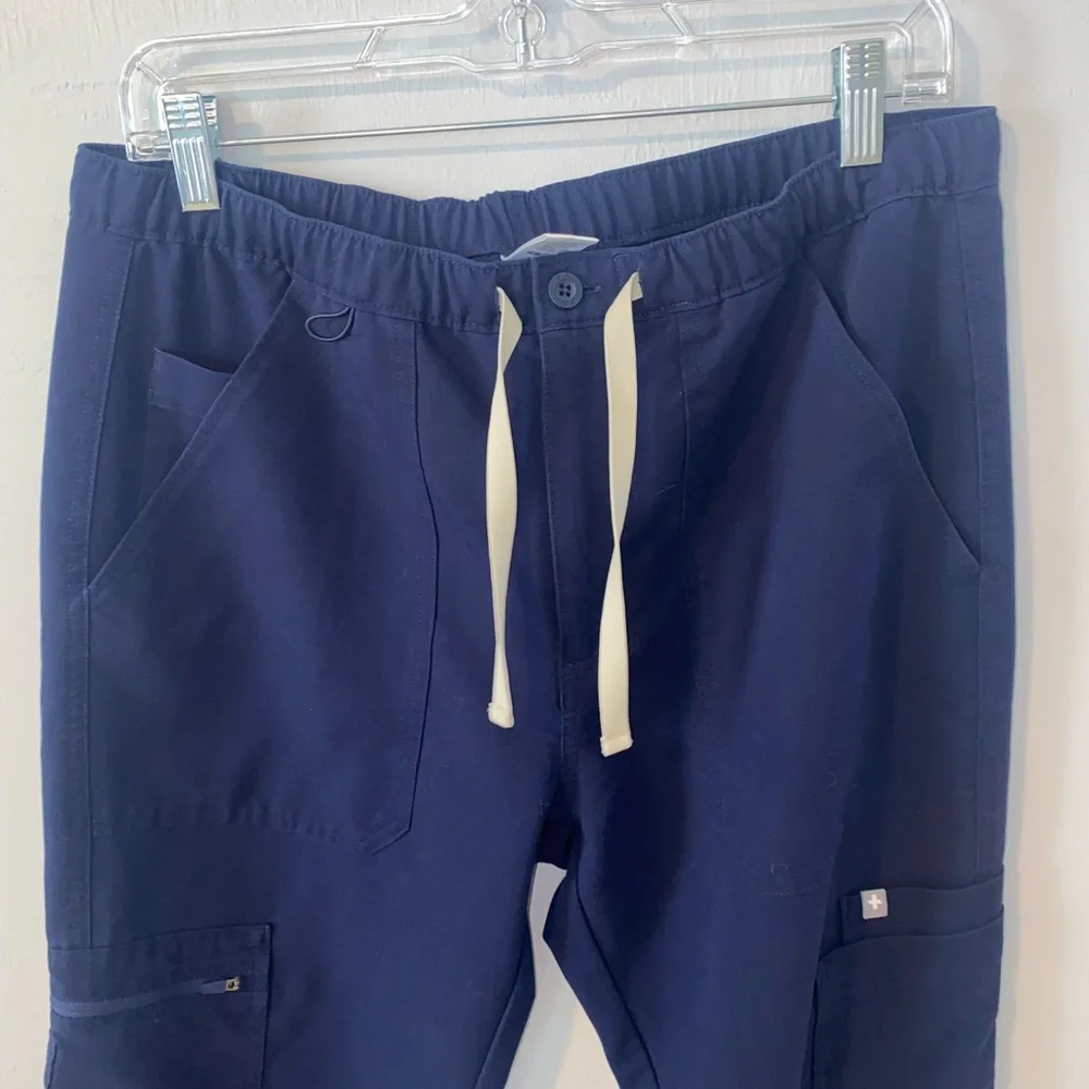 Figs Scrub Pants Men's Medium Dark Blue Polyester Cairo Cargo Scrub Pants